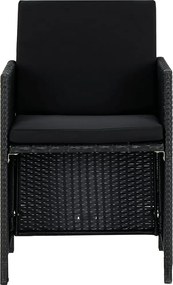 vidaXL Σετ Τραπεζαρίας Εξ. Χώρου 9 τεμ. Μαύρο Συνθ. Ρατάν με Μαξιλάρια