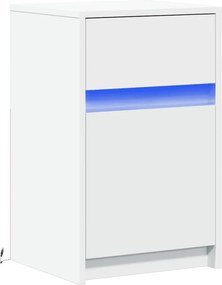 vidaXL Κομοδίνο με Φώτα LED Λευκό από Επεξεργασμένο ξύλο