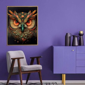 Πίνακας σε Ξύλο με Θέμα &#8220;Owl&#8221; σε ξύλινη Κορνίζα - 80cmx50cm