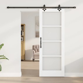 vidaXL Συρόμενη Πόρτα  με Σετ Υλικών 'ORKDAL' Λευκή Ξύλινη & Γυάλινη