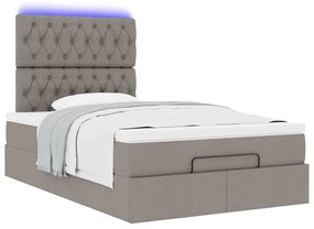 vidaXL Οθωμανικό κρεβάτι με στρώμα & LEDs Taupe 120x190cm ύφασμα