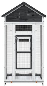 vidaXL Σπιτάκι Πουλιών Γκρι 91,5 x 53 x 170 εκ. από Μασίφ Ξύλο Πεύκου