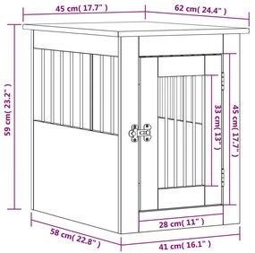 Κλουβί Σκύλου Καπνιστή Δρυς 45x62x59 εκ. Επεξεργ. Ξύλο - Καφέ