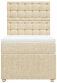 vidaXL Κρεβάτι Boxspring με Στρώμα Κρεμ 90x200 εκ.Υφασμάτινο