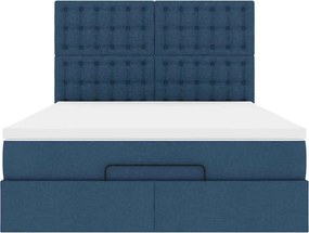 vidaXL Οθωμανικό κρεβάτι με στρώμα μπλε 140x200cm ύφασμα