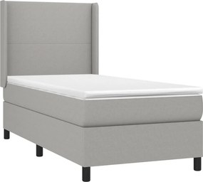 vidaXL Κρεβάτι Boxspring με Στρώμα &amp; LED Αν.Γκρι 100x200εκ. Υφασμάτινο