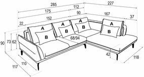 Γωνιακός καναπές Dijon-Menta-Αριστερή