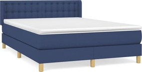 vidaXL Κρεβάτι Boxspring με Στρώμα Μπλε 140x190 εκ. Υφασμάτινο