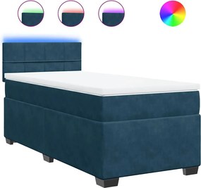 vidaXL Κρεβάτι Boxspring με Στρώμα Μπλε 90x200 εκ. Βελούδινο
