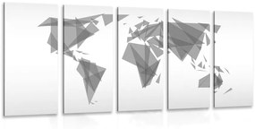 Εικόνα 5 τμημάτων γεωμετρικός χάρτης του κόσμου σε ασπρόμαυρο