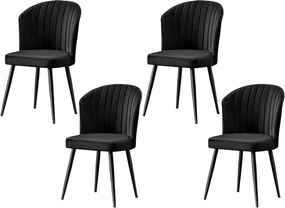 Καρέκλα 4τμχ Μαύρο RUBI 52x42x85