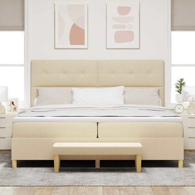 vidaXL Κρεβάτι με ελατήρια με στρώμα Κρεμ 200 x 200 cm ύφασμα