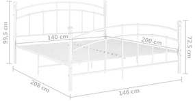vidaXL Πλαίσιο Κρεβατιού Λευκό 140 x 200 εκ. Μεταλλικό