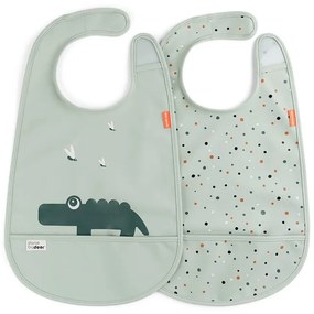 Σαλιάρες Done By Deer σετ 2τμχ με velcro Croco Green