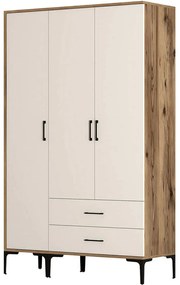 Ντουλάπα Τρίφυλλη Kumsal 845HCT5461 120x47,5x201,4cm Walnut-Cream Τρίφυλλη