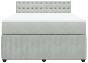 vidaXL Κρεβάτι Boxspring με Στρώμα Ανοιχτό Γκρι 160x200 εκ. Βελούδινο