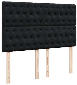 vidaXL Κρεβάτι Boxspring με Στρώμα Μαύρο 140x200 εκ. Βελούδινο