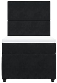 vidaXL Κρεβάτι Boxspring με Στρώμα Μαύρο 90x200 εκ. Βελούδινο