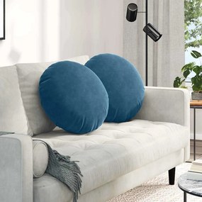 vidaXL Μαξιλάρια καθισμάτων 2 pcs Μπλε Ø50 x 19 εκ Βελούδο