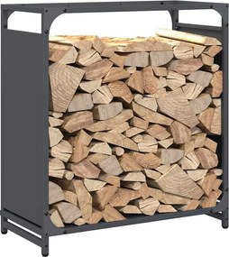 vidaXL Ράφι Καυσόξυλων Ανθρακί 60x28x65 εκ. Χάλυβας ψυχρής έλασης