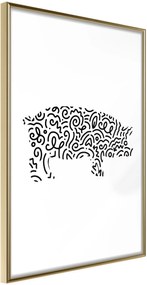 Αφίσα - Curly Pig  - 30x45 - Χρυσό - Χωρίς πασπαρτού