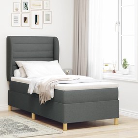 vidaXL Κρεβάτι Box Spring με Στρώμα Σκούρο Γκρι 100x200 εκ. Ύφασμα