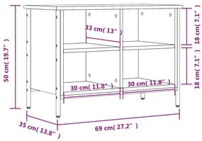 Παπουτσοθήκη Μαύρη 69 x 35 x 50 εκ. από Επεξεργασμένο Ξύλο - Μαύρο