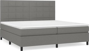 vidaXL Κρεβάτι Boxspring με Στρώμα Σκούρο Γκρι 200x200 εκ. Υφασμάτινο