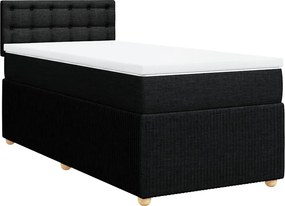 vidaXL Κρεβάτι Boxspring με Στρώμα Μαύρο 100 x 200 εκ. Υφασμάτινο