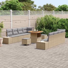 vidaXL Σετ Καναπέ Κήπου με μαξιλάρι Μπεζ 80 x 80 x 71 cm Πολυ ράταν