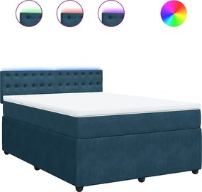 vidaXL Κρεβάτι Boxspring με Στρώμα Μπλε 160x200 εκ. Βελούδινο