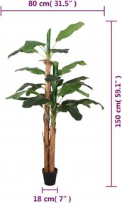 vidaXL Μπανανιά Τεχνητή 18 Φύλλα Πράσινη 150 εκ.