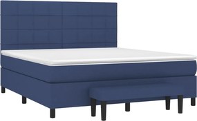 vidaXL Κρεβάτι Boxspring με Στρώμα Μπλε 180x200 εκ. Υφασμάτινο