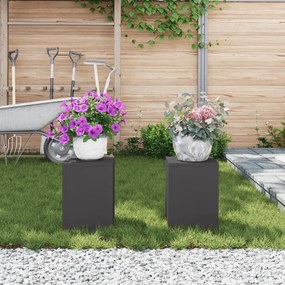 vidaXL Εξωτερικές Βάσεις Φυτών Pillar 2 τεμ Μαύρο 24x24x35 εκ Ατσάλι