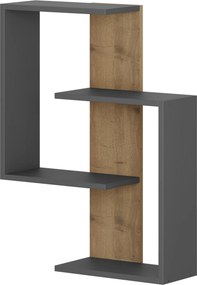 Ράφι Τοίχου Ανθρακί / Δρυς LECRETE 64x22x85