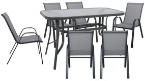 Τραπεζαρία Σετ Ριο 7Τμχ Ε250,50 160x90x71/55x74x91 Anthracite-Grey 6 Θέσεων