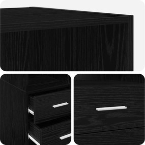 vidaXL Βιβλιοθήκη Μαύρη δρυς 30 x 42.4 x 185.2 εκ.