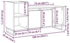 Έπιπλο Τηλεόρασης τεχνίτης Δρυς 100x35x55 εκ Επεξεργασμένο Ξύλο - Καφέ