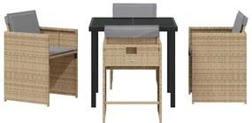 vidaXL Σέτ φαγητού για κήπο 5 pcs Μπεζ συνθετικό ρατάν