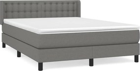 vidaXL Κρεβάτι Boxspring με Στρώμα Σκούρο Γκρι 140x200 εκ Υφασμάτινο