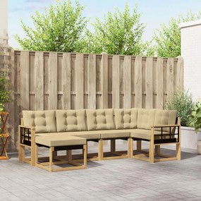 vidaXL Σειρά Καναπέ Εξωτερικού με μαξιλάρι 6 pcs Λευκό και Μπεζ
