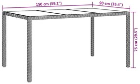 vidaXL Τραπέζι Κήπου για Φαγητό Μαύρο 150 x 90 x 75 cm Πολυ ράταν