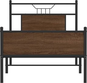 vidaXL Πλαίσιο Κρεβατιού Χωρ. Στρώμα Καφέ Δρυς 75x190εκ Επεξ. Ξύλο