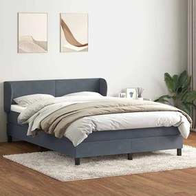 Κρεβάτι Boxspring με Στρώμα Σκούρο Γκρι 160x210 εκ. Βελούδινο - Γκρι