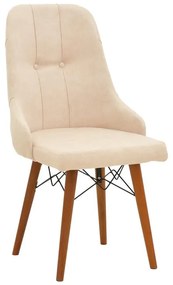 Elif  fabric chair ecru-walnut leg 46x50x97cm 45x50x97 εκ.