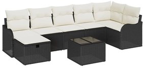 vidaXL Σετ Καναπέ Κήπου 8 pcs Μαύρο και κρεμ 287.5 x 122.5 x 85 cm