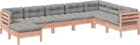 vidaXL Καναπές Κήπου Σετ 8 Τεμ. Μασίφ Ψευδοτσούγκα Ελάτης Μαξιλάρια