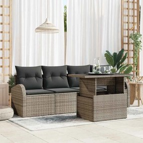 vidaXL Σετ Καναπέ Κήπου με μαξιλάρι 5 pcs Γκρι Πολυ ράταν