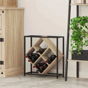 vidaXL Ράφι Κρασιού 16 μπουκάλια Επεξεργασμένο Ξύλο Δρύς Sonoma
