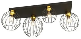 Πλαφονιέρα Φωτιστικό Οροφής 4xE27 Πλέγμα Nest Emibig -1370/4-Μαύρο-Χρυσό 1370/4